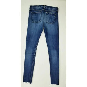 Rag & Bone 25X29 Women Skinny Embroidered Logo Blue Denim Woodford Jeans Raw Hem